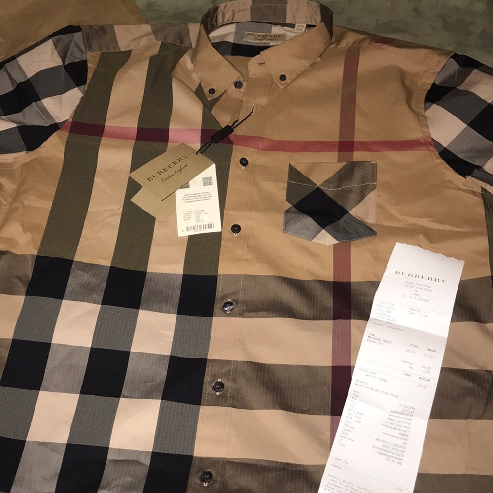 Burberry Short-sleeve Check Stretch Cotton Shirt
